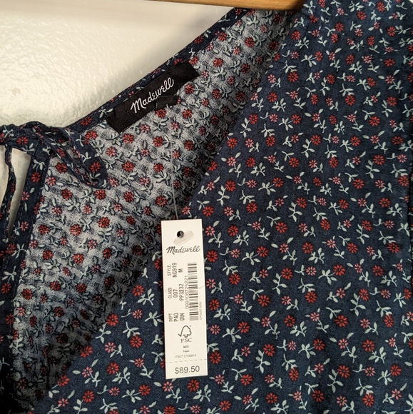 Sold! NWT Madewell Tie-Back Peplum Puff Sleeve Top - Picture 11 of 15